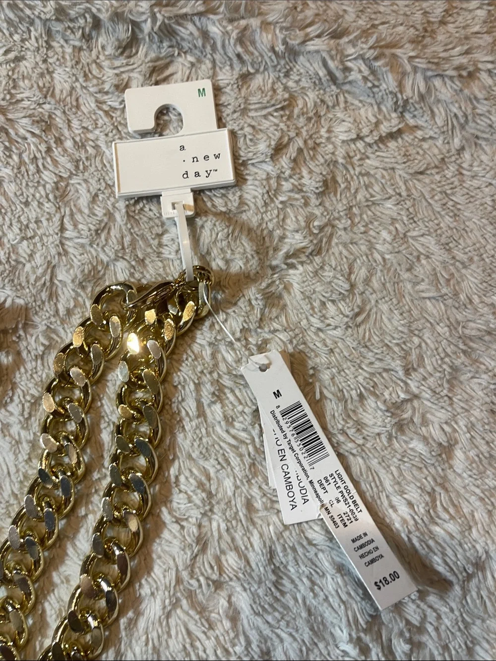 a new day Gold-Tone  Strand Chunky Chain belt MEDIUM NWT